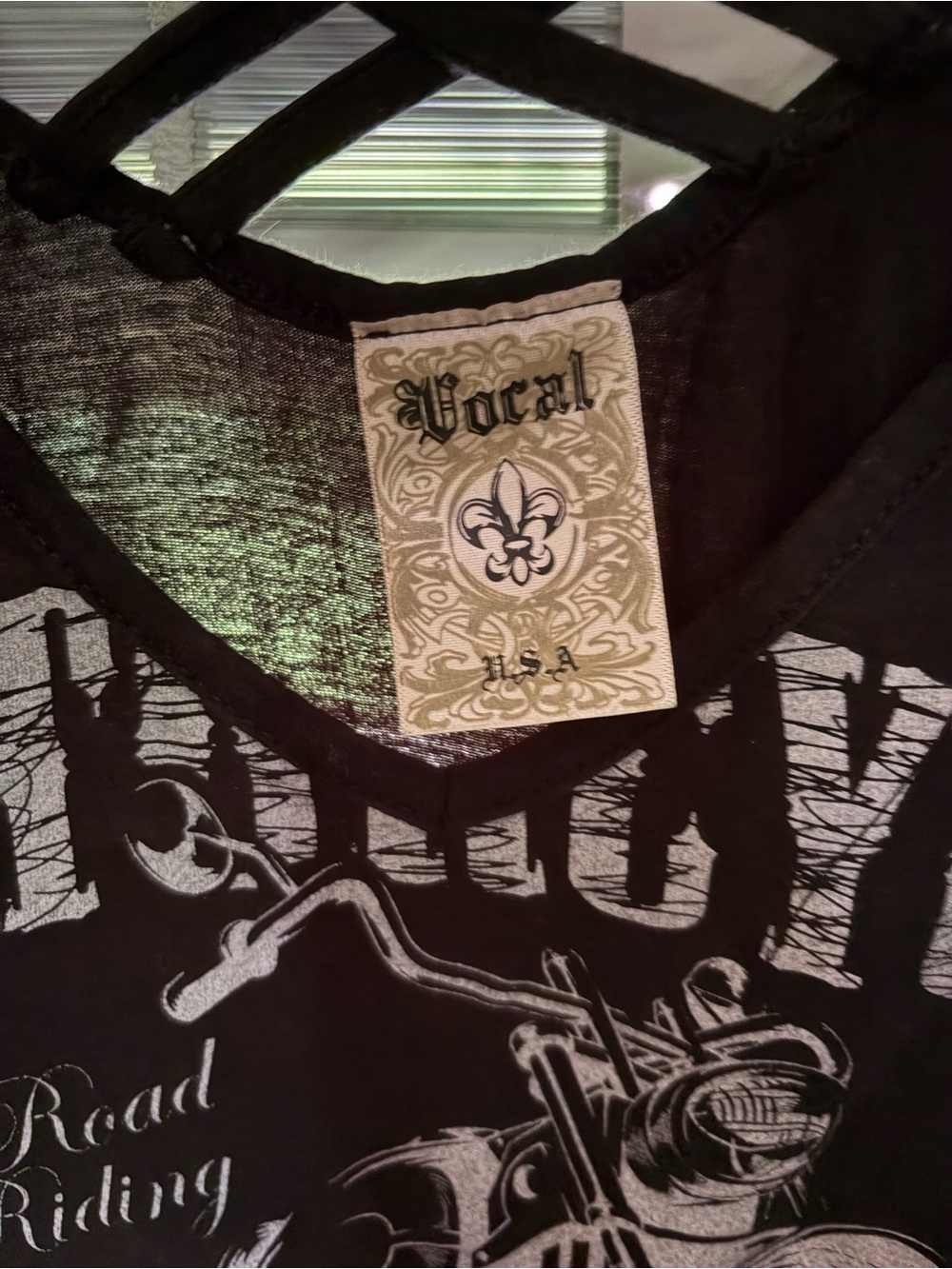 Vocal Black V-Neck Tee with White Label Detail